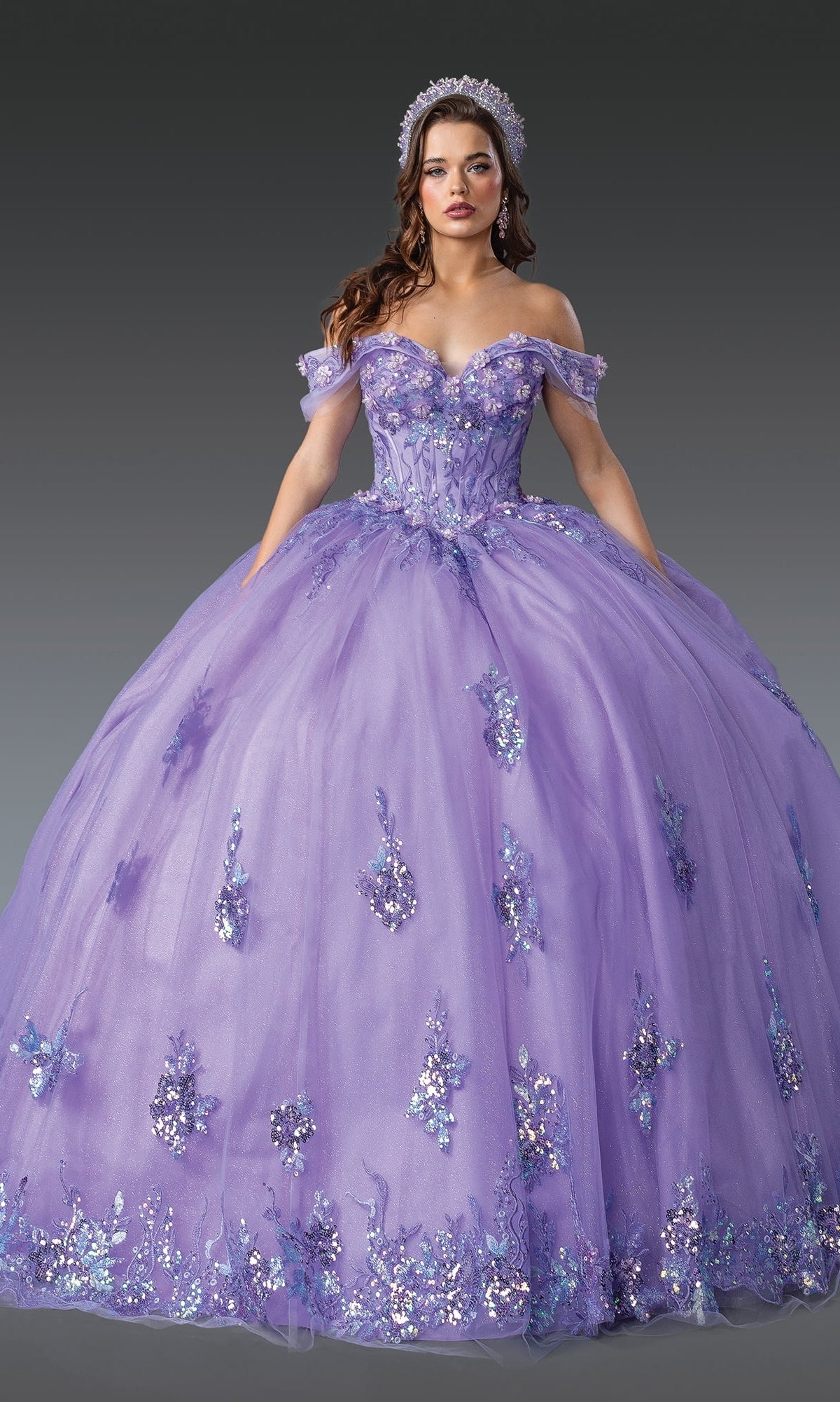Dancing Queen 1929 Long Quinceanera Dress Lilac / Medium Dancing Queen 1929 Long Quinceanera Dress Lilac / Medium