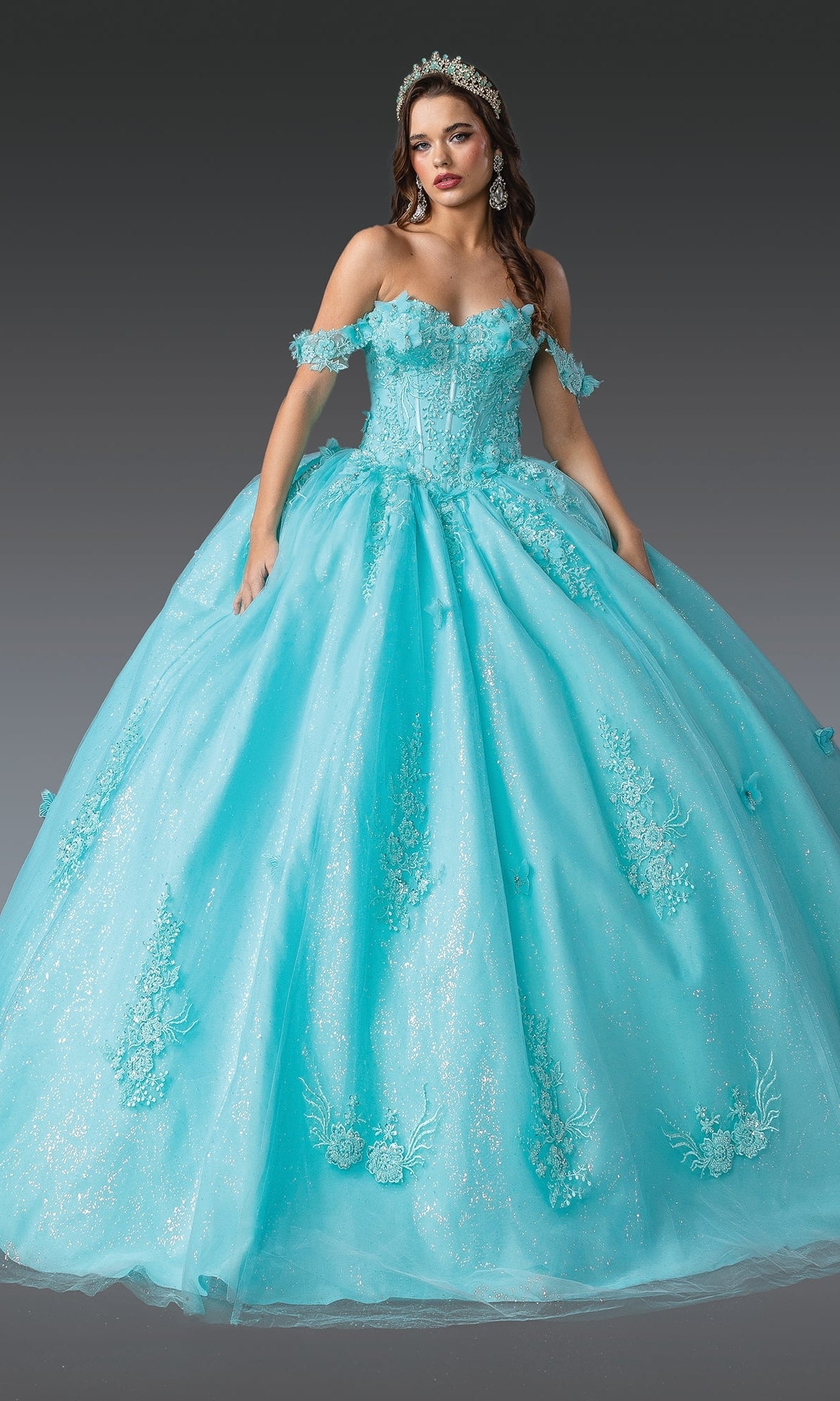Dancing Queen 1930 Long Quinceanera Dress Aqua Marine / 2XLarge Dancing Queen 1930 Long Quinceanera Dress Aqua Marine / 2XLarge