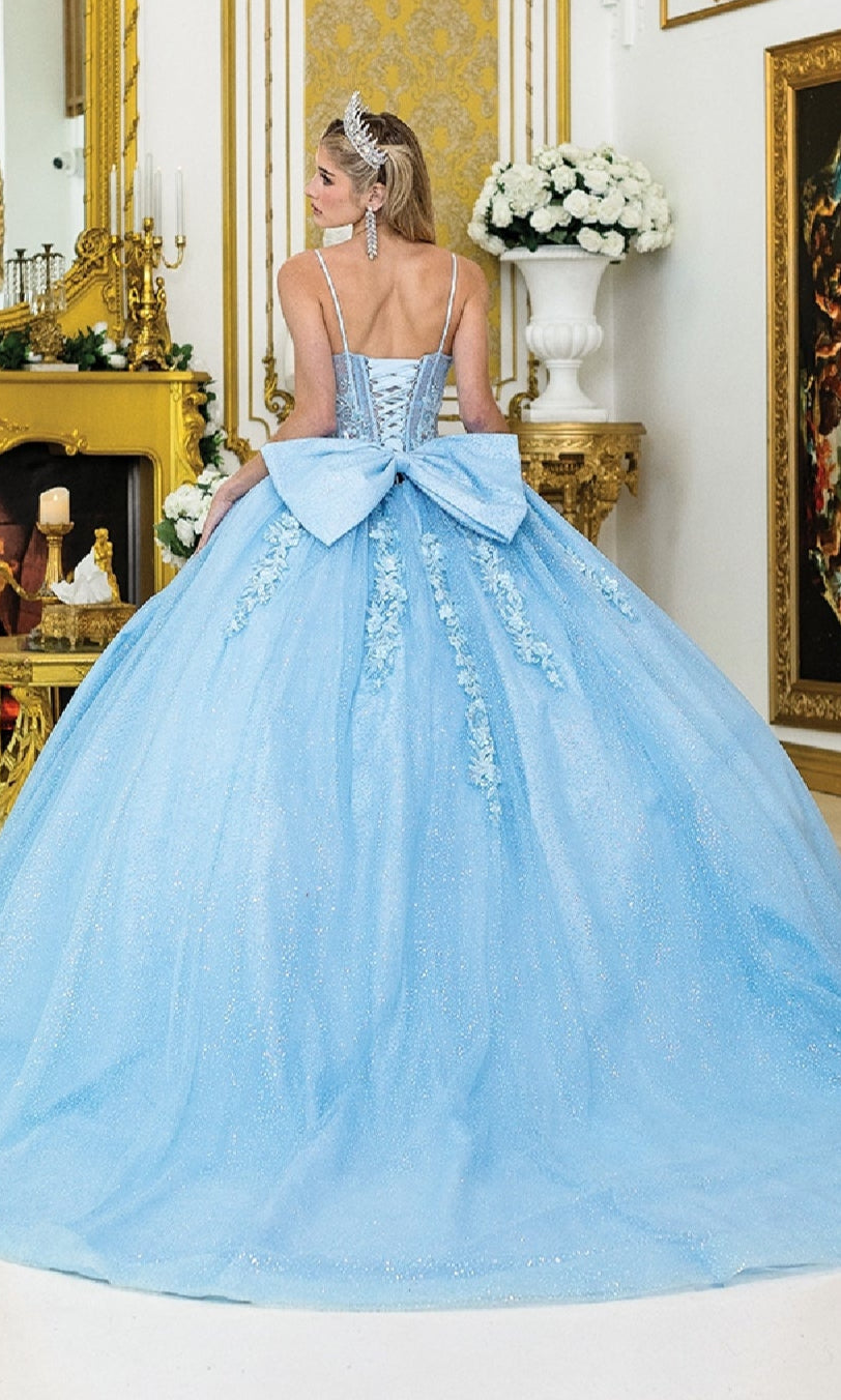 Corset Long Quinceanera Ball Gown with Back Bow Royal Blue / 3XLarge Corset Long Quinceanera Ball Gown with Back Bow Royal Blue / 3XLarge
