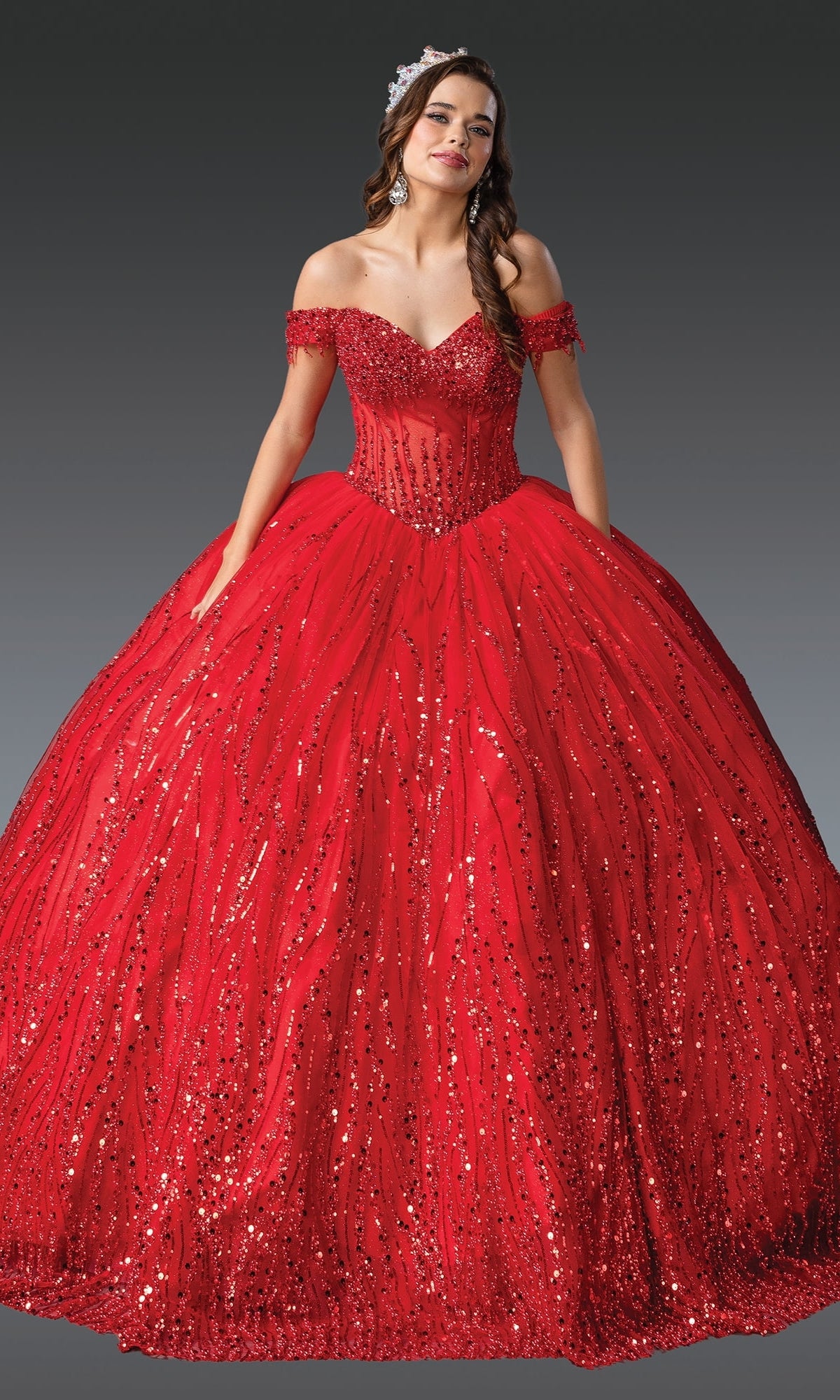 Long Sheer Corset Quinceanera Ball Gown with Bow– PromGirl