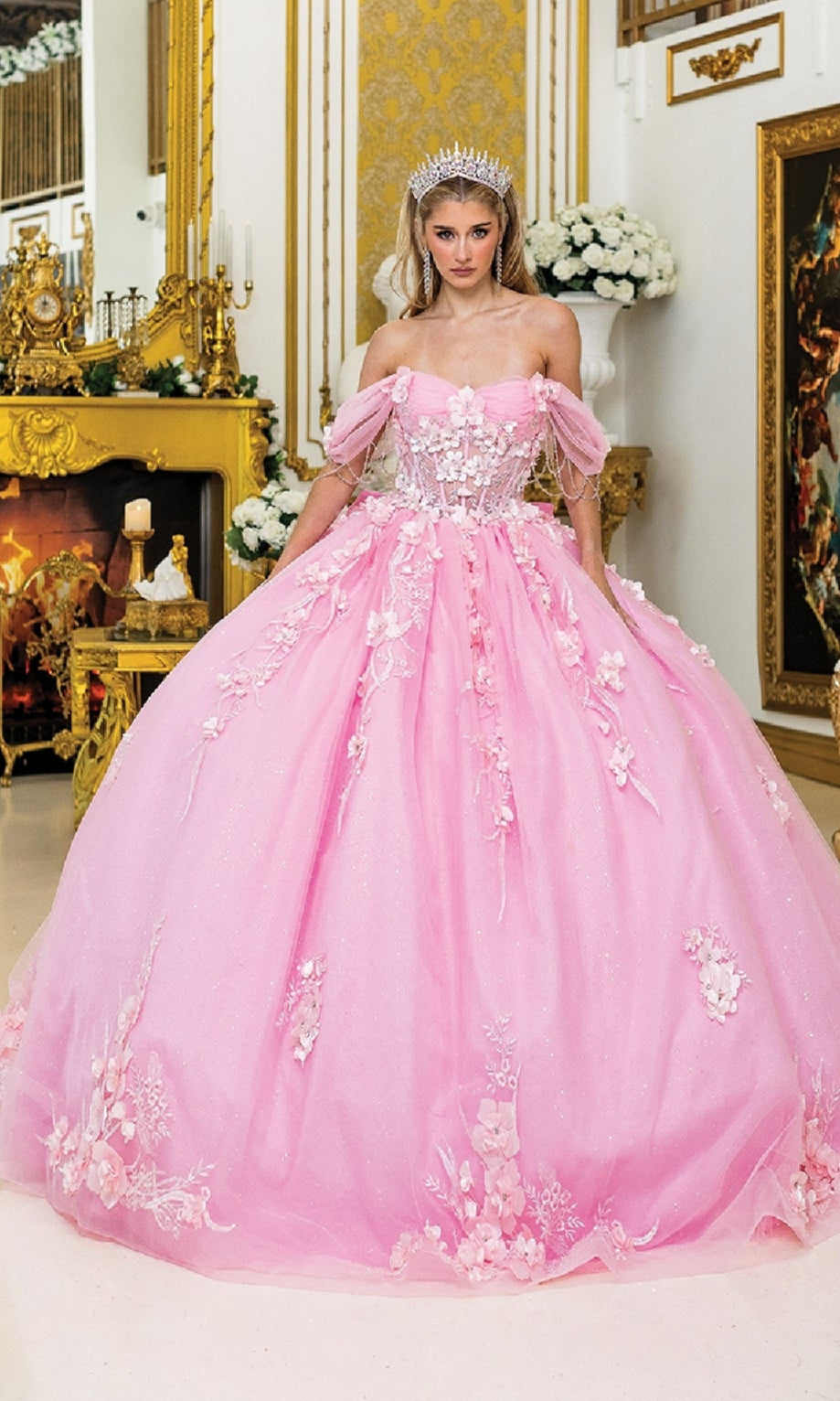 Dancing Queen 1998 Long Quinceanera Dress Pink / Medium Dancing Queen 1998 Long Quinceanera Dress Pink / Medium
