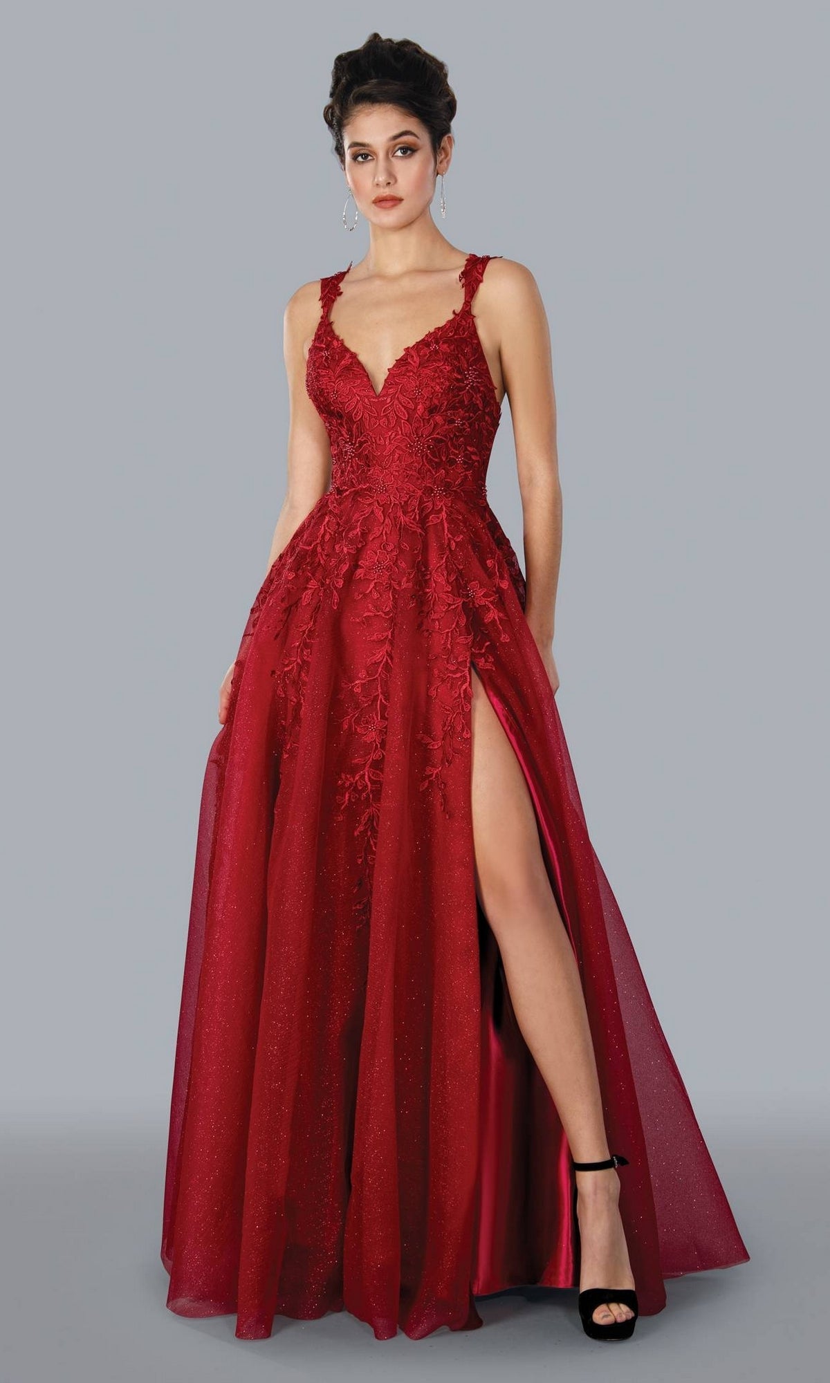A-Line Long Prom Ball Gown with Embroidery - PromGirl