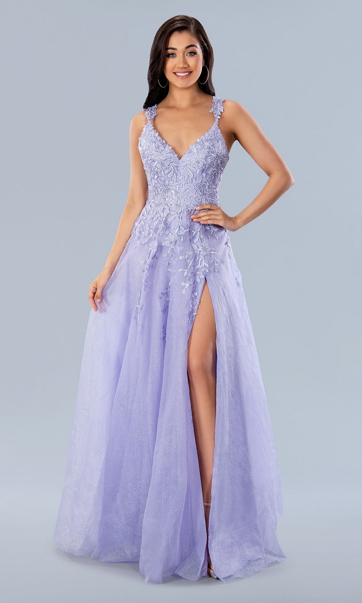 茶 Alda UH A-Line Long Prom Ball Gown with Embroidery - PromGirl