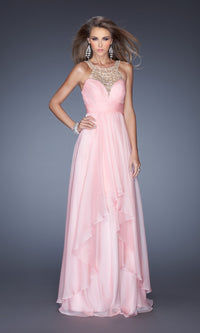 La Femme Crystal-High-Neck Chiffon Prom Dress 20060