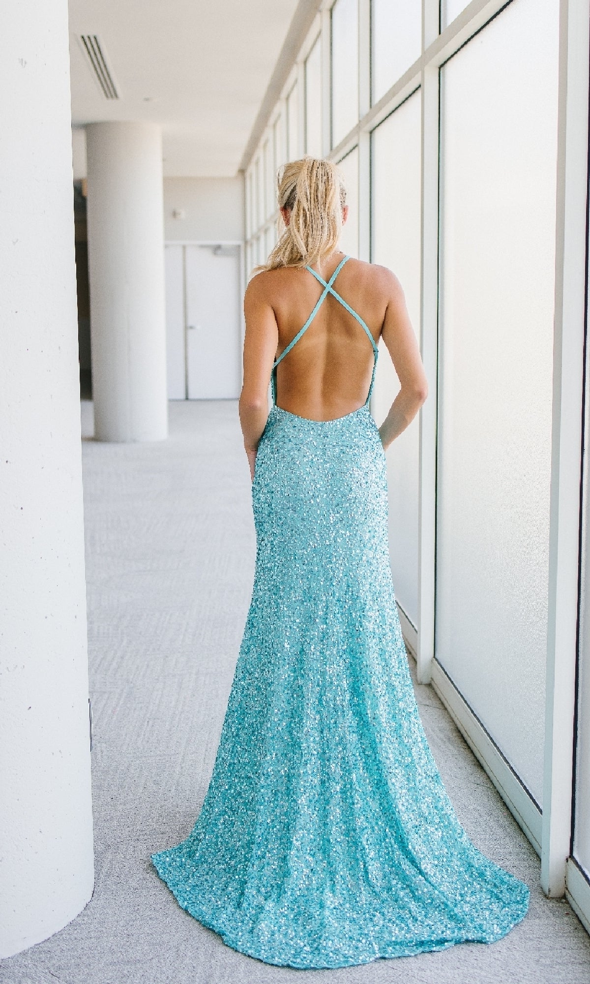 Sexy Long Sequin Prom Dress with Strappy Open Back– PromGirl