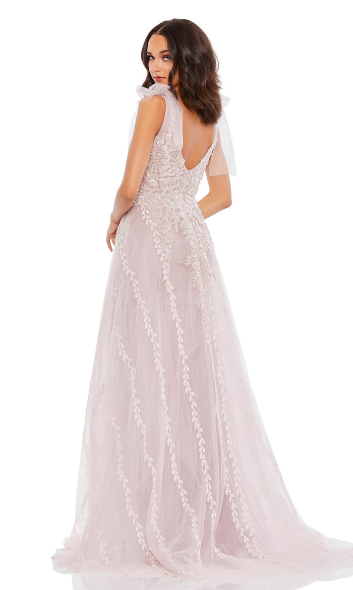 Embroidered Light Pink Prom Dress with Bows 20313