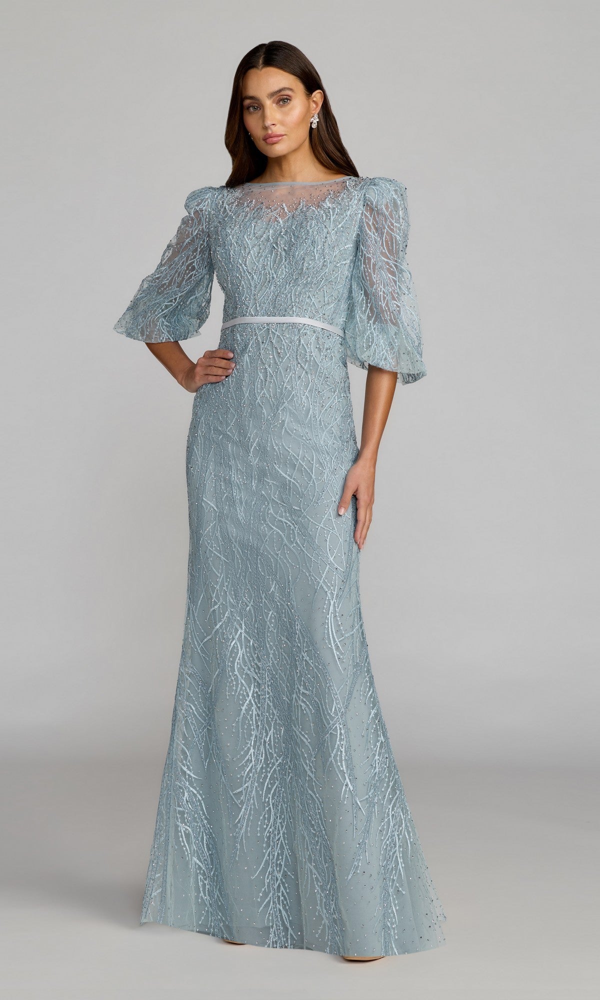 mac duggal blue lace dress Mac Duggal 68193 French Blue 18 Sale  The Dress Outlet