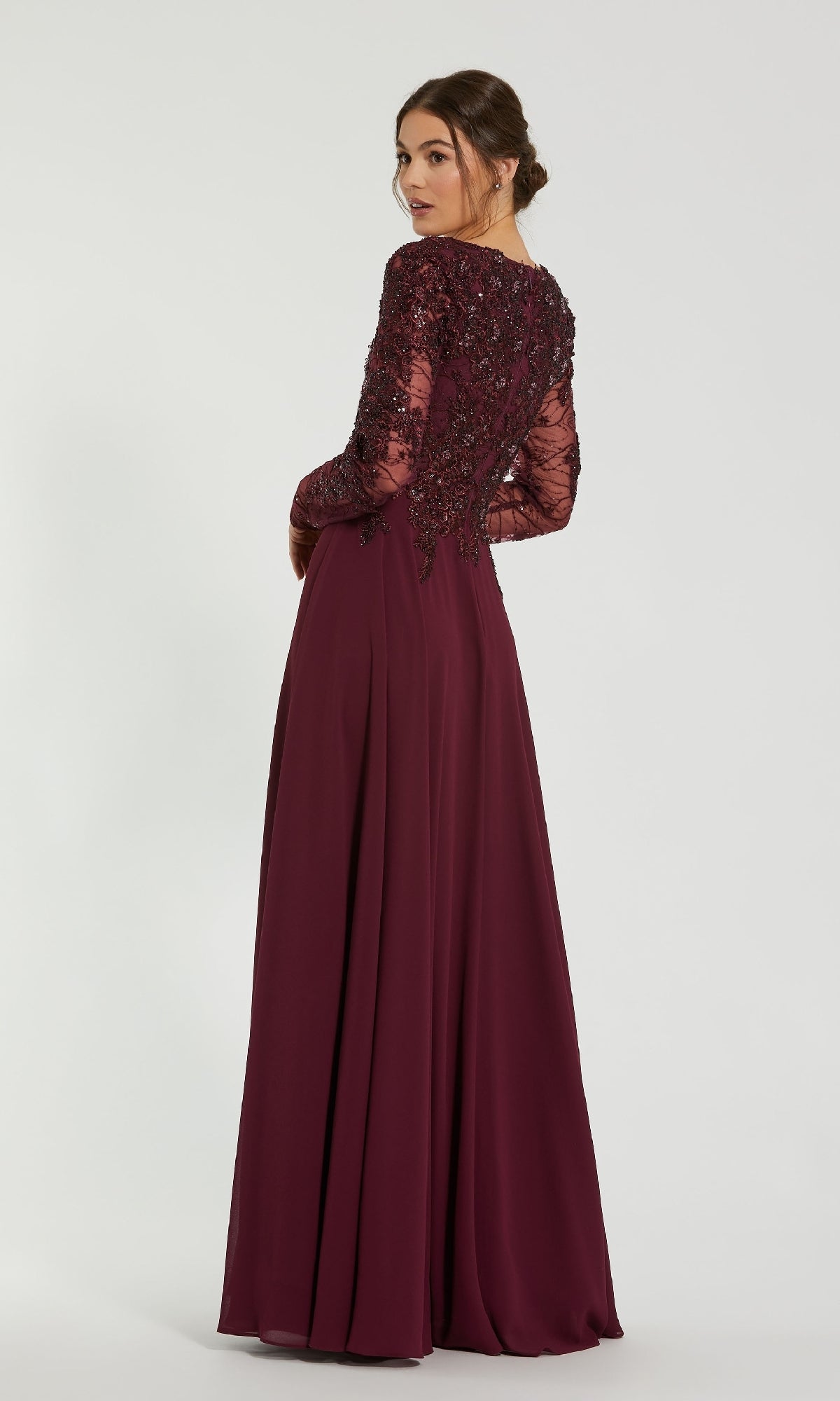 Long Sleeve Special Occasion Dress: Mac Duggal 20388 Navy / 2 Long Sleeve Special Occasion Dress: Mac Duggal 20388 Navy / 2