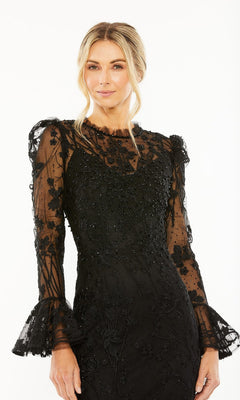 Knee-Length Lace Wedding Guest Dress with Long Sleeves – PromGirl