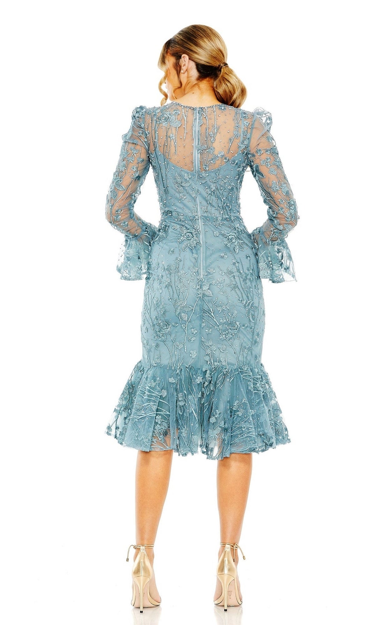 Knee-Length Lace Wedding Guest Dress with Long Sleeves PromGirl Knee-Length Lace Wedding Guest Dress with Long Sleeves PromGirl