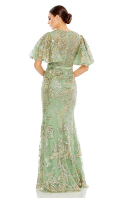 Mac Duggal Embellished Flutter-sleeve High-neck Gown - Black