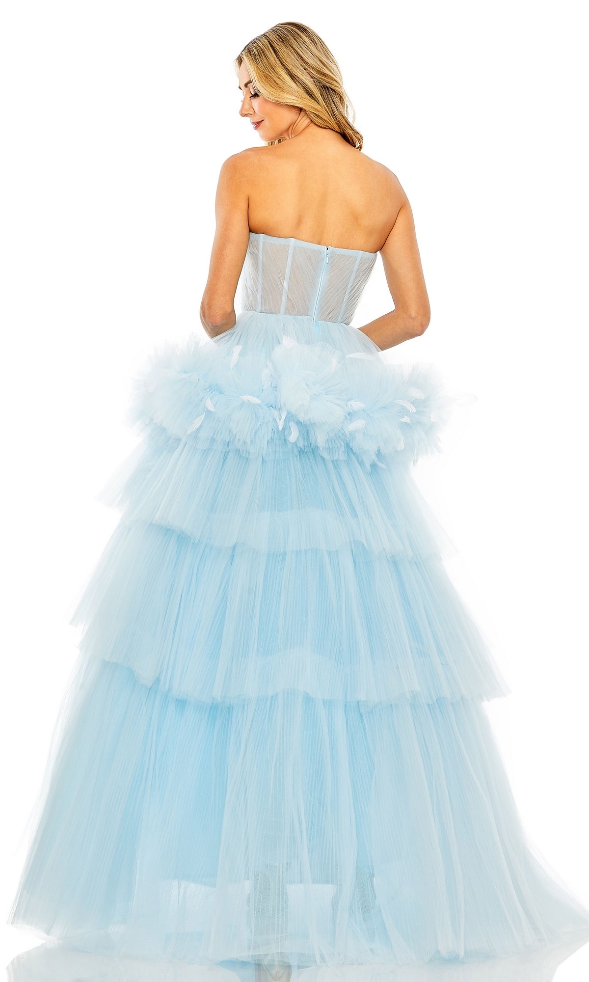 fitted lace wedding dress Mac Duggal 20749 Tulle Cocktail Dress with Ruffles – Mydressline main image 0