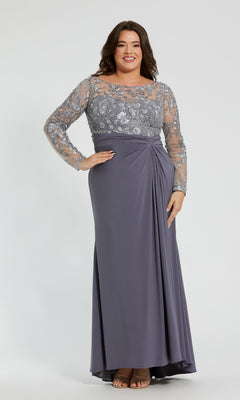 Mac Duggal Embroidered Top Jersey Skirt Gown