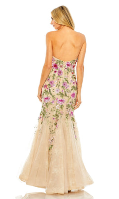 Strapless Bustier Floral Embroidered Mermaid Gown | Mac Duggal Pink Multi / US 12 Strapless Bustier Floral Embroidered Mermaid Gown | Mac Duggal Pink Multi / US 12