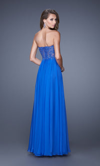 La Femme Sheer-Back Ruched Chiffon Prom Dress 20669