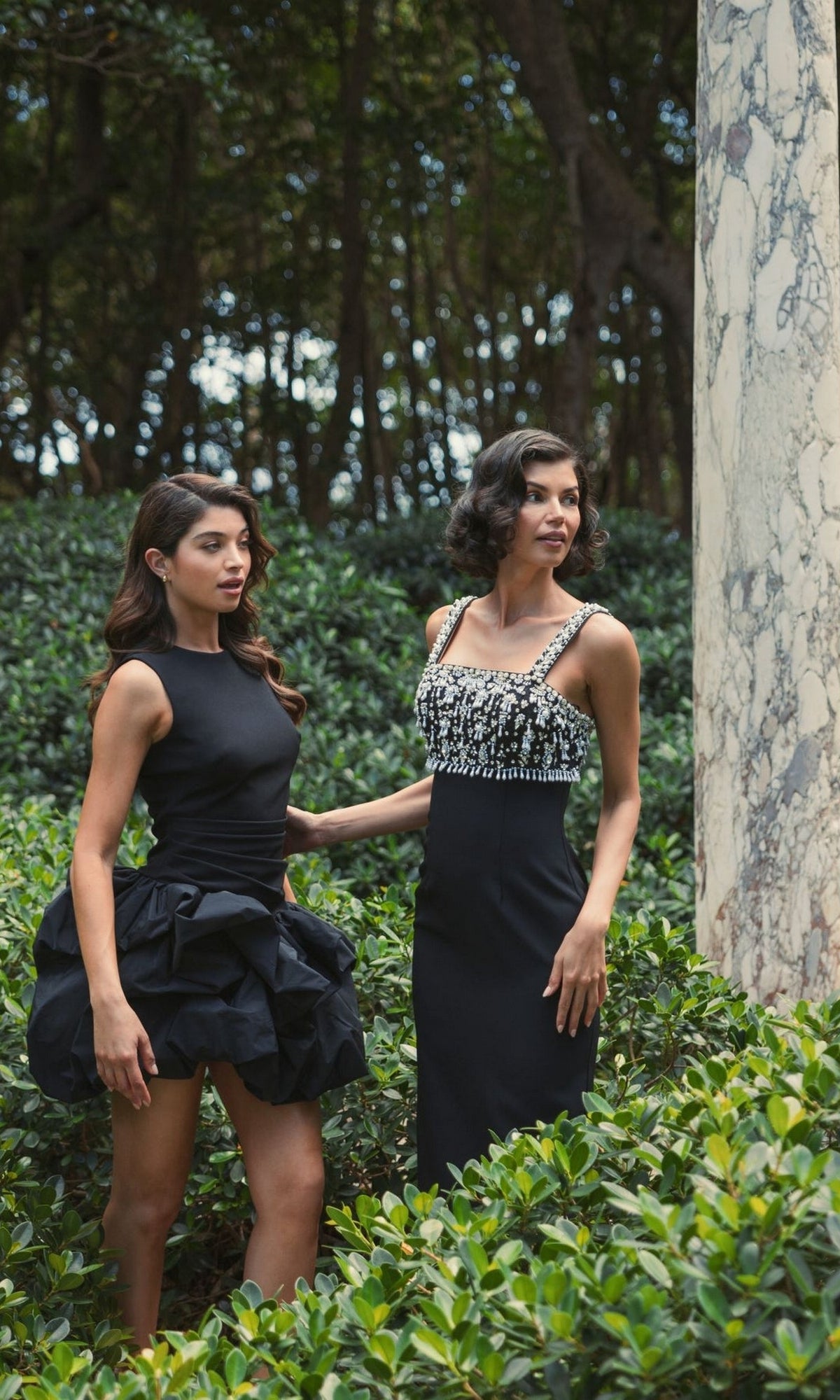 open lace back dress Mac Duggal Women's Sleeveless Crepe Bubble Skirt Mini Dress - Black