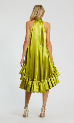Ieena for Mac Duggal - High Neck Satin Mini Dress With Keyhole - Rust Ieena for Mac Duggal - High Neck Satin Mini Dress With Keyhole - Rust