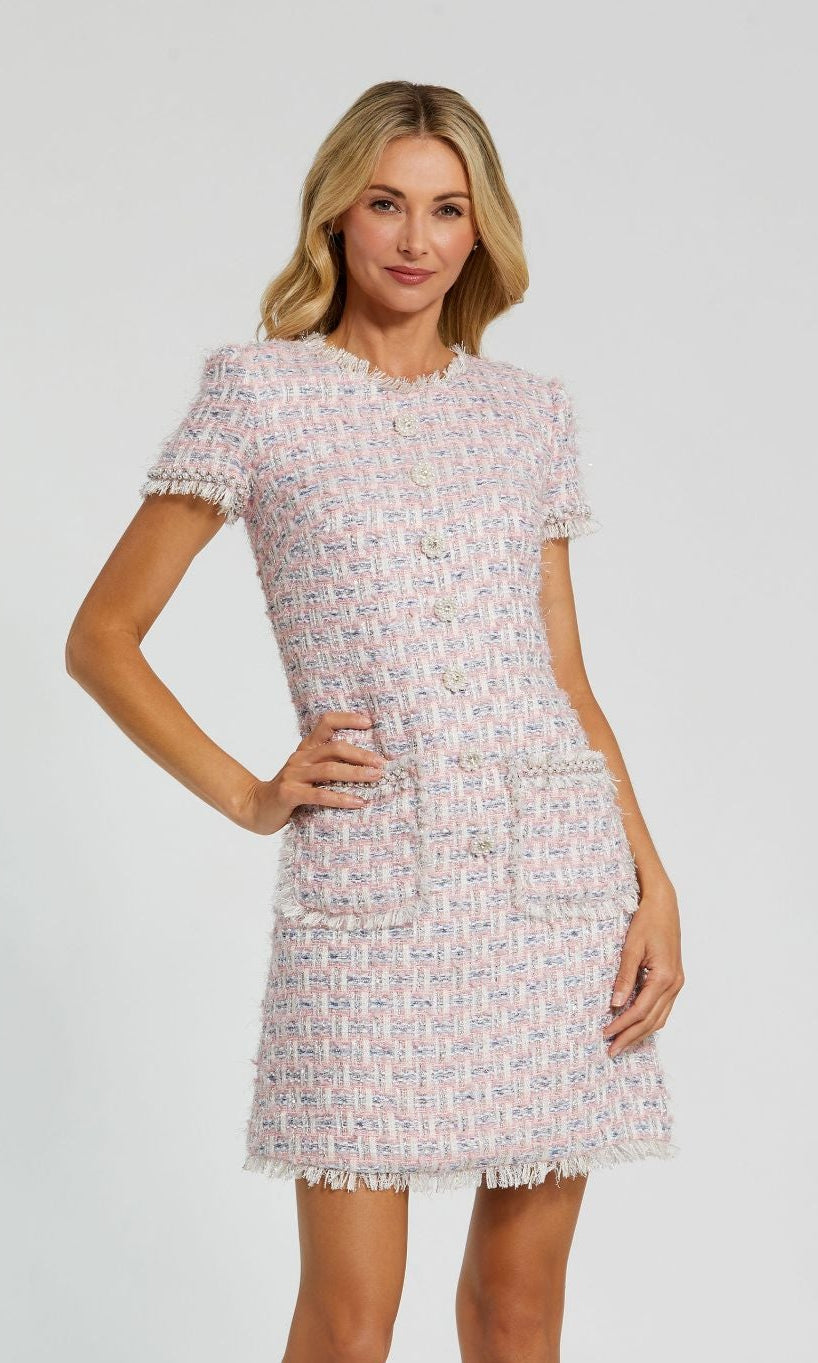 sachin and babi light blue dress Maila Plaid Tweed Two-Piece Formal Dress with Blazer