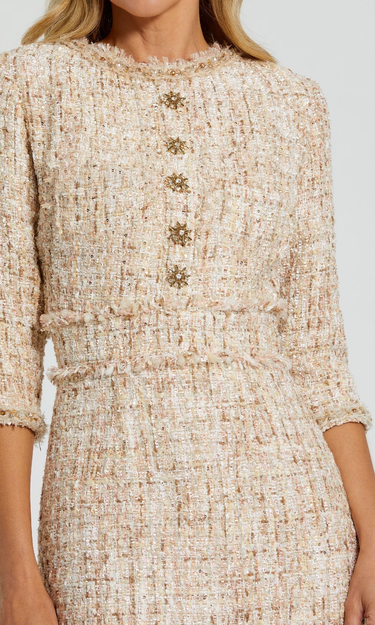 Tweed Knee-Length Career Dress with Long Sleeves – PromGirl