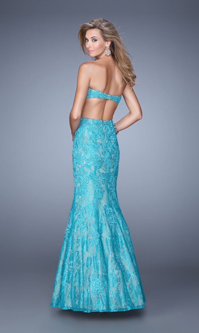 Strapless La Femme Lace Mermaid Prom Dress 20925