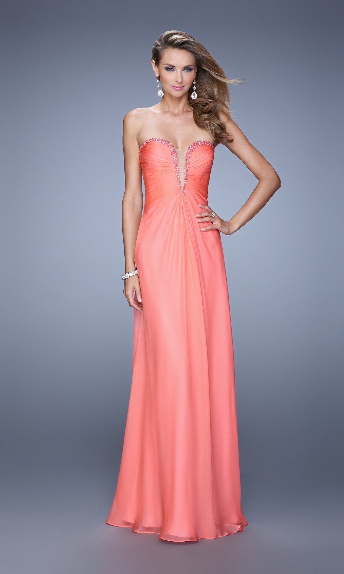 La Femme Plunging-Sweetheart Prom Dress 20930