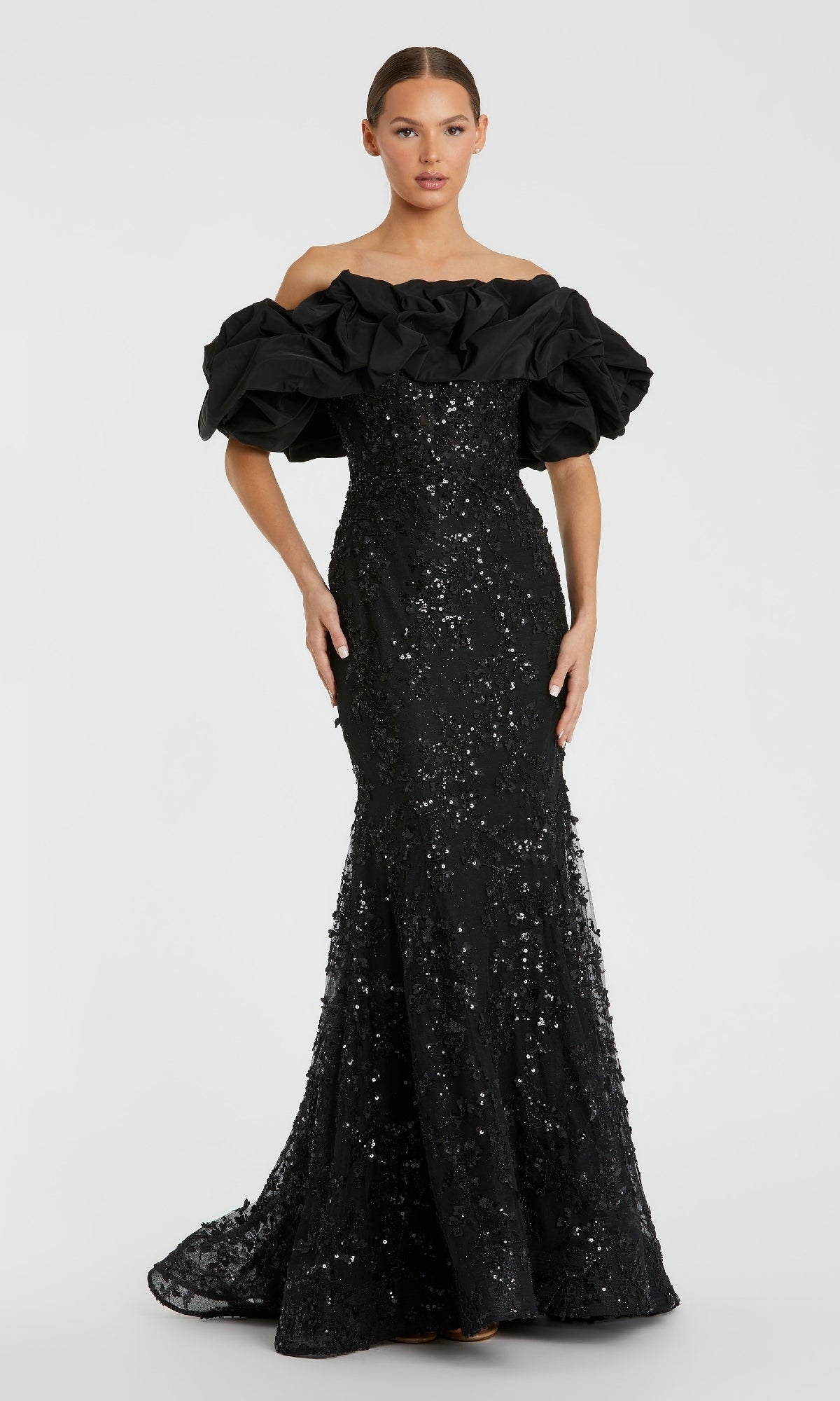 mac duggal off the shoulder beaded fit and flare dress Jovani 09063 Fit & Flare Dress for Elegant Evenings – Mydressline