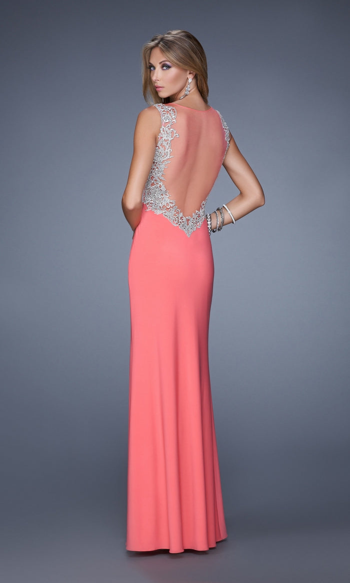 Sheer-Back La Femme Embroidered Prom Dress 21120