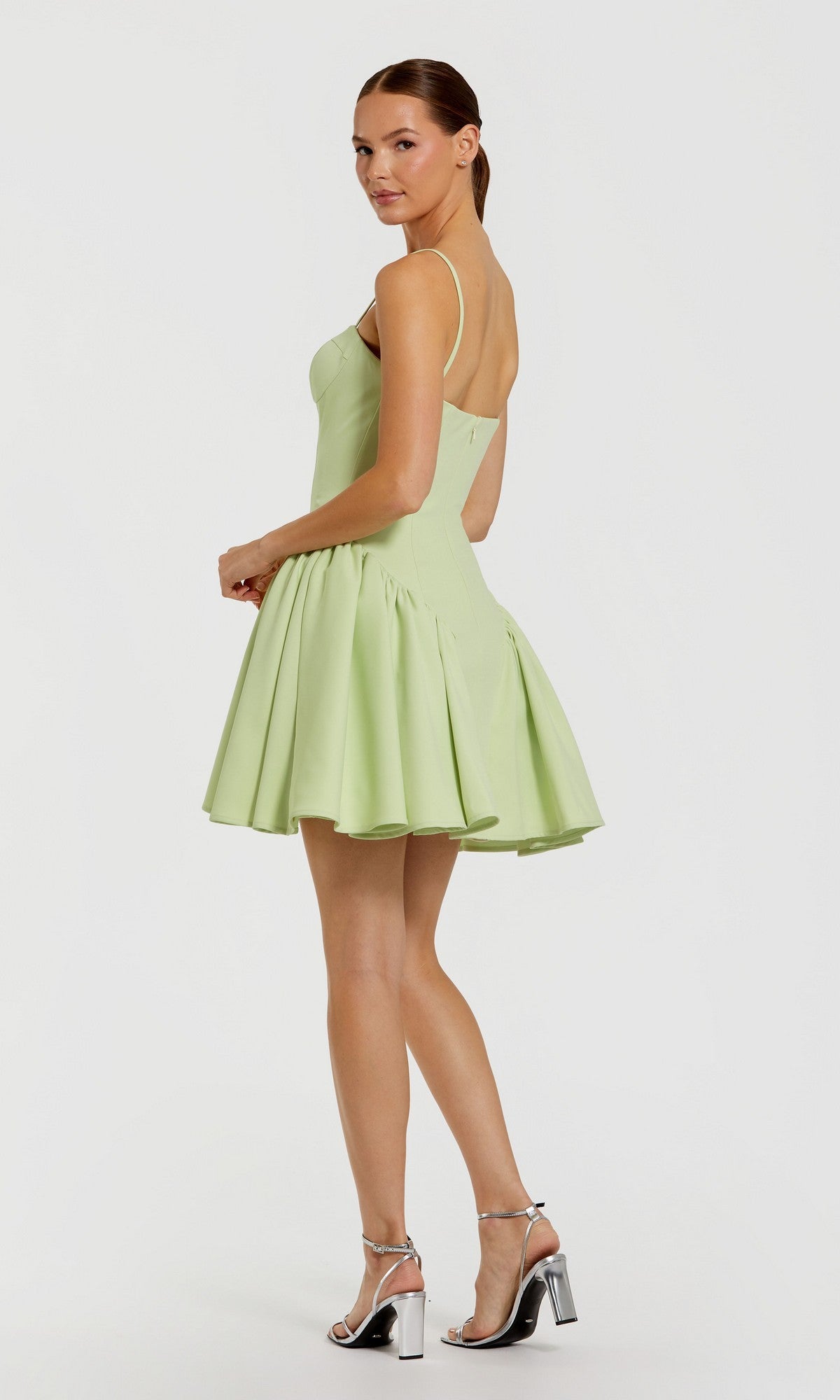 Green Sweetheart Neck Spaghetti Strap Mini Dress