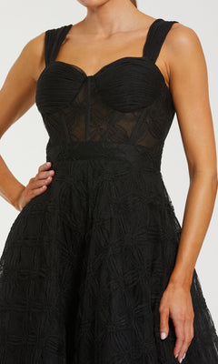 Black Midi Sweetheart Formal Dress with A-Line Skirt PromGirl Black Midi Sweetheart Formal Dress with A-Line Skirt PromGirl