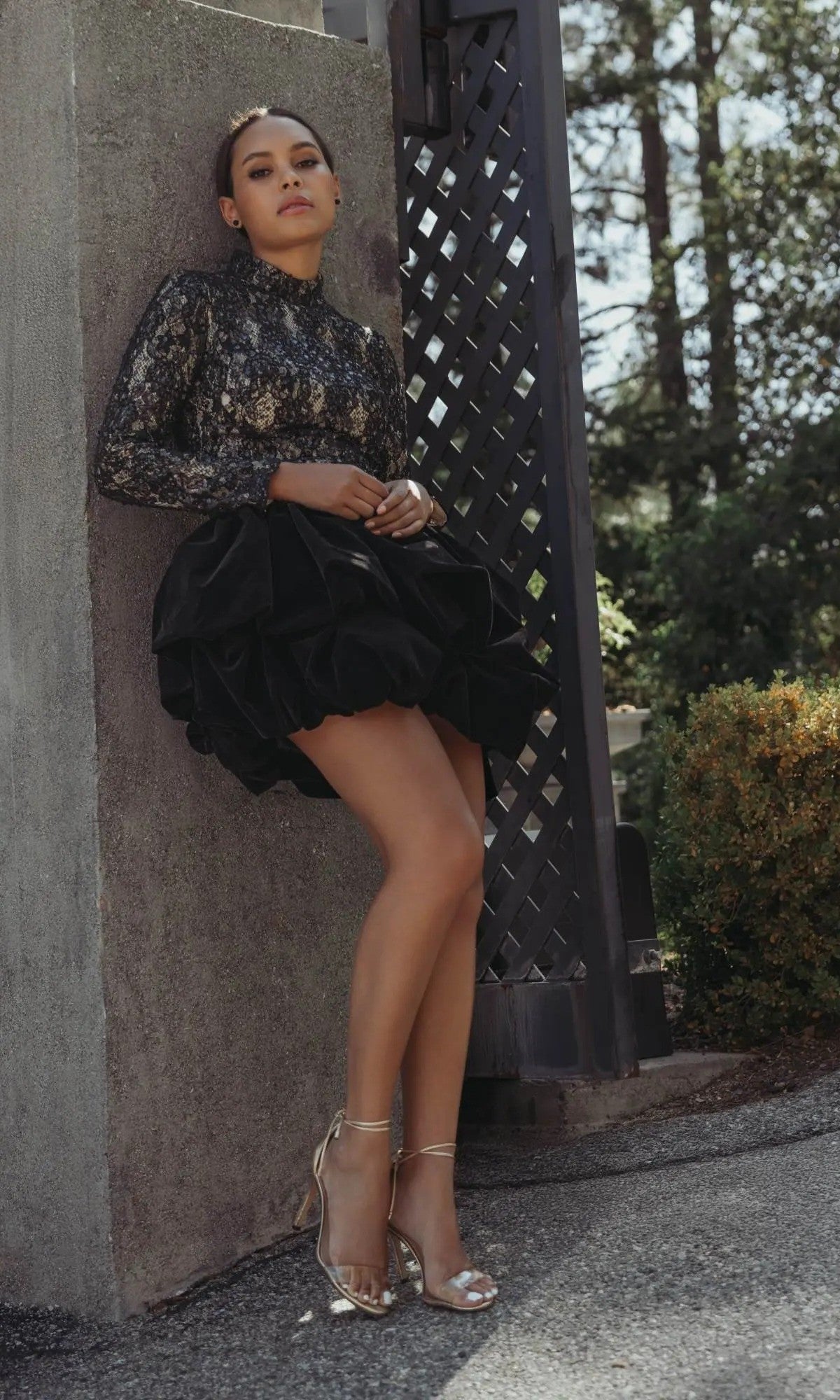 Long Sleeve Short Semi-Formal Dress with Bubble Skirt– PromGirl