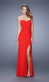 La Femme Simple Strapless Jersey Prom Dress 21193