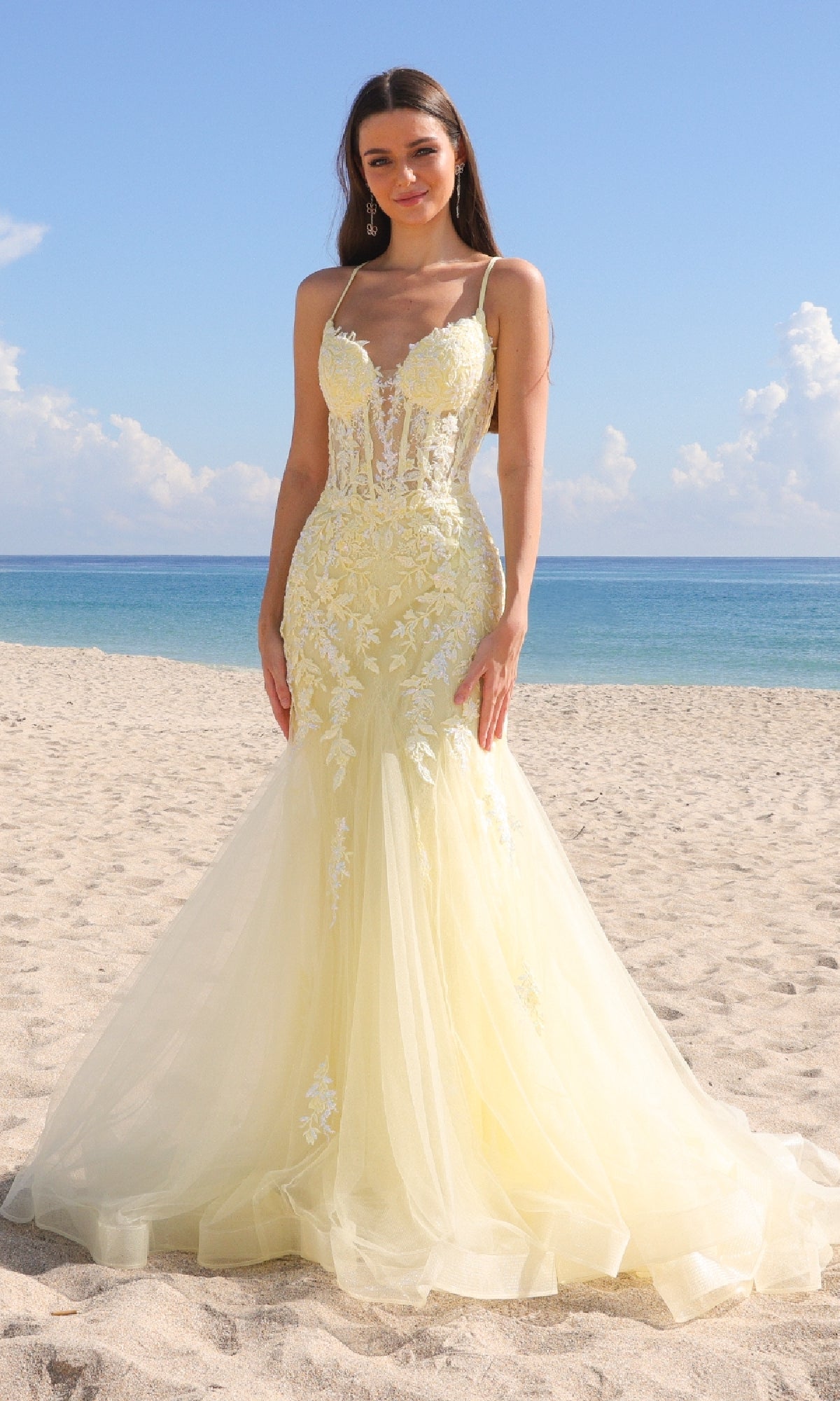Sheer-Corset Long Prom Dress with Mermaid Skirt – PromGirl
