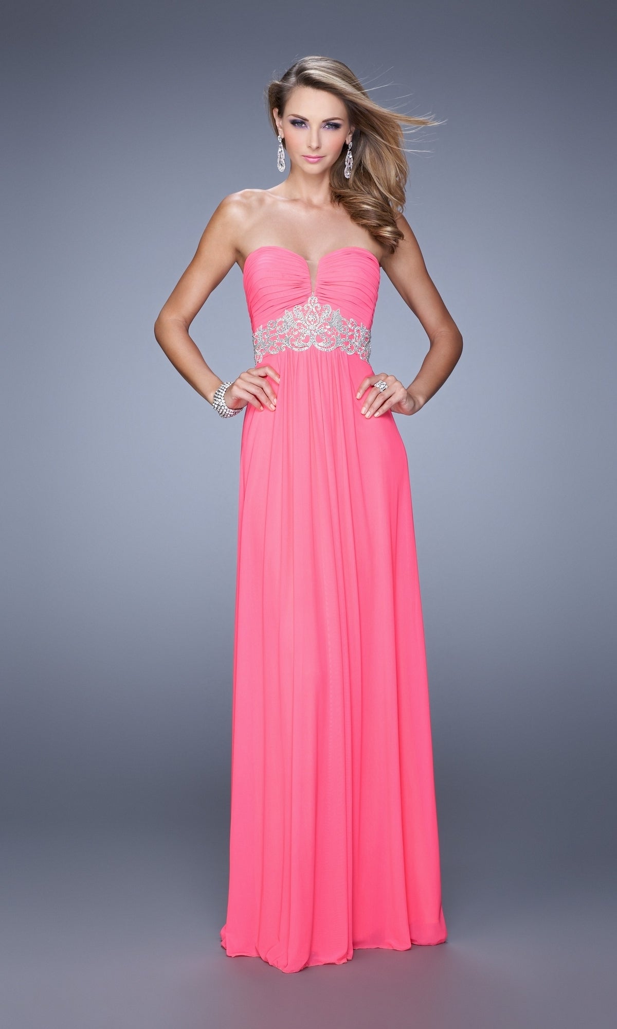 Strapless La Femme Ruched Designer Prom Dress 21357
