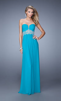 Strapless La Femme Ruched Designer Prom Dress 21357