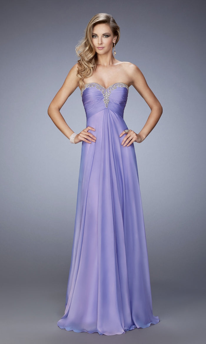 La Femme Strapless Chiffon Prom Dress 22115