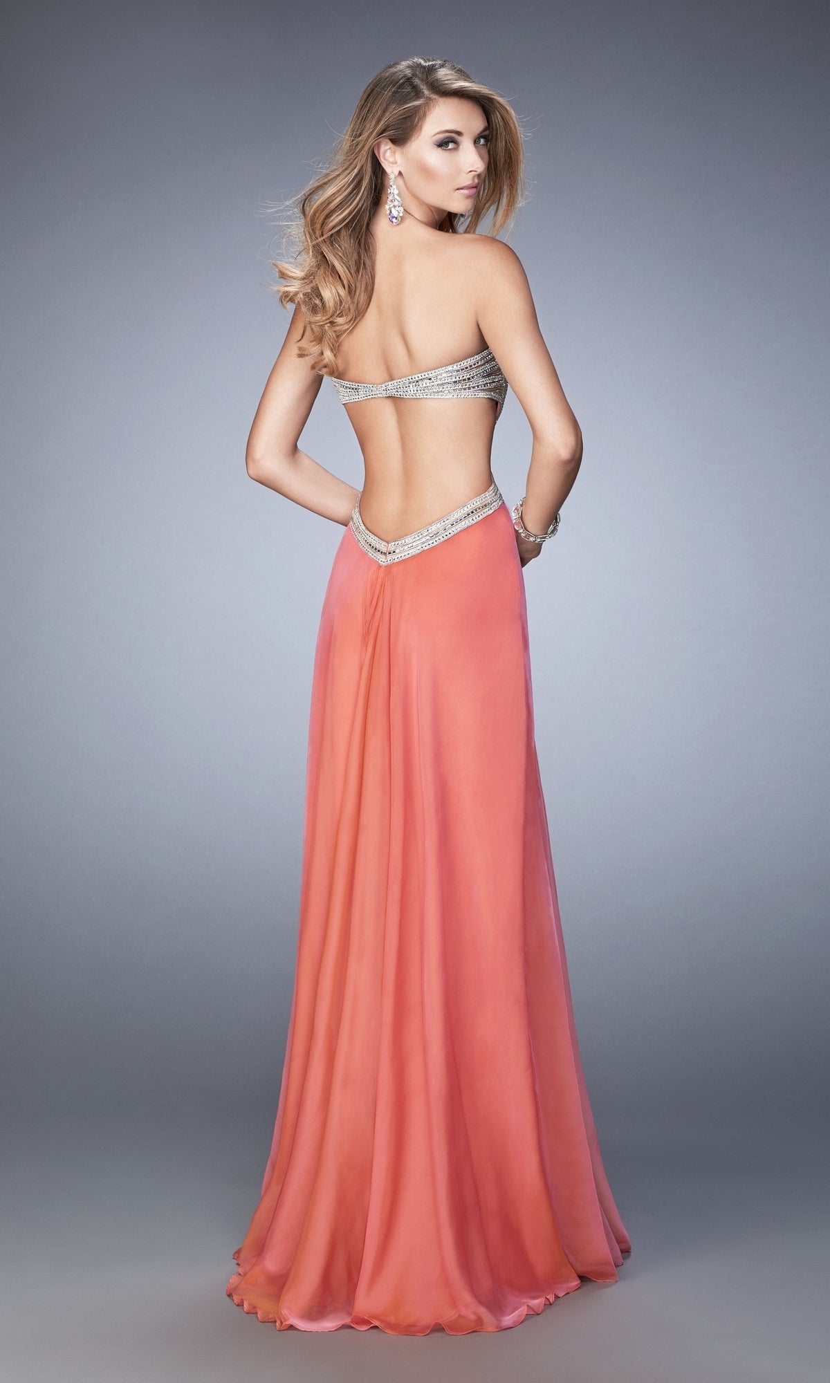 La Femme Open-Back Chiffon Prom Dress 22179