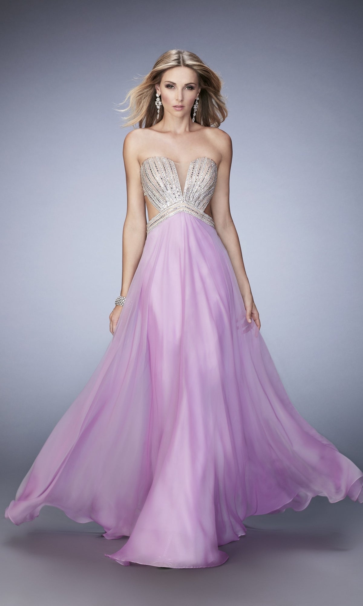 open back chiffon prom dress Open Back Chiffon Dinner Dresses Open Back Chiffon Prom Dress La Femme Chiffon Prom Dress With