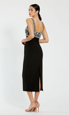 Black Midi Wedding Guest Dress: Mac Duggal 2226 Black / 2 Black Midi Wedding Guest Dress: Mac Duggal 2226 Black / 2