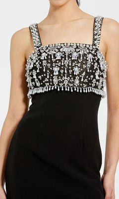 Black Midi Wedding Guest Dress: Mac Duggal 2226 Black / 2 Black Midi Wedding Guest Dress: Mac Duggal 2226 Black / 2