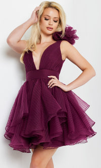 Jovani Rosette-Shoulder Short Party Dress 22779