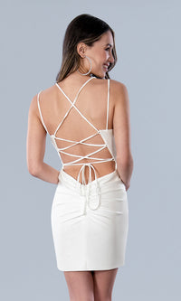Strappy Open-Back Short White Party Dress 22769