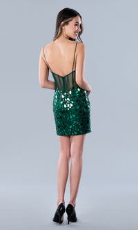 Short Green Broken-Glass Party Dress 22777