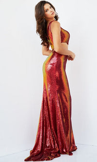 Long One-Shoulder Sequin Prom Dress JVN22855