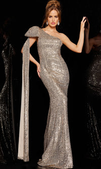 Jovani One-Shoulder Long Sequin Formal Dress 23355