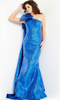 Jovani One-Shoulder-Bow Long Formal Dress 23742
