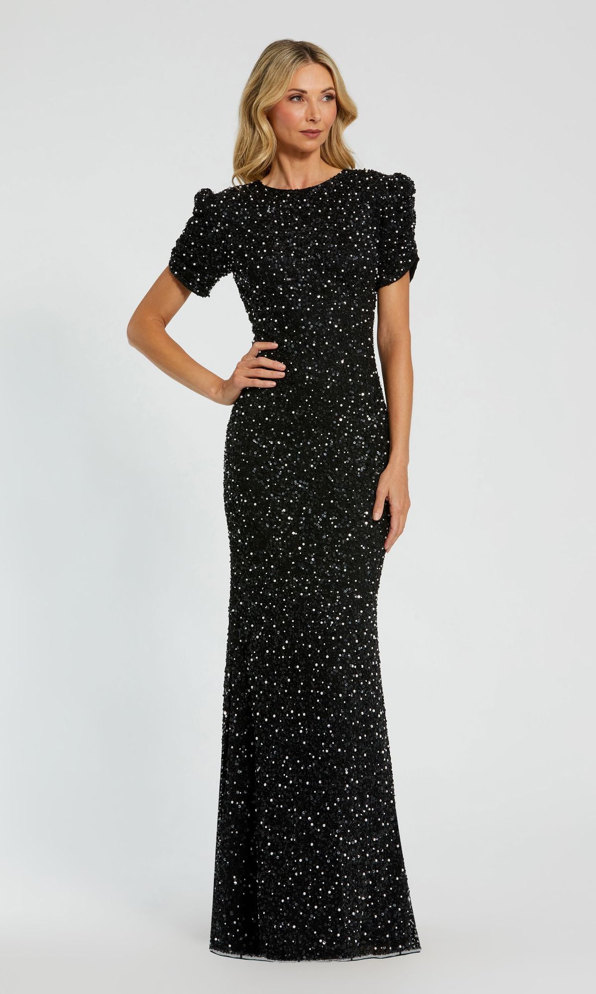 Mac Duggal Women's Beaded Short-Sleeve Gown - Blush - Size 10 Mac Duggal Women's Beaded Short-Sleeve Gown - Blush - Size 10