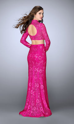 Two-Piece Lace Prom Dress with Long Sleeves - PromGirl Two-Piece Lace Prom Dress with Long Sleeves - PromGirl