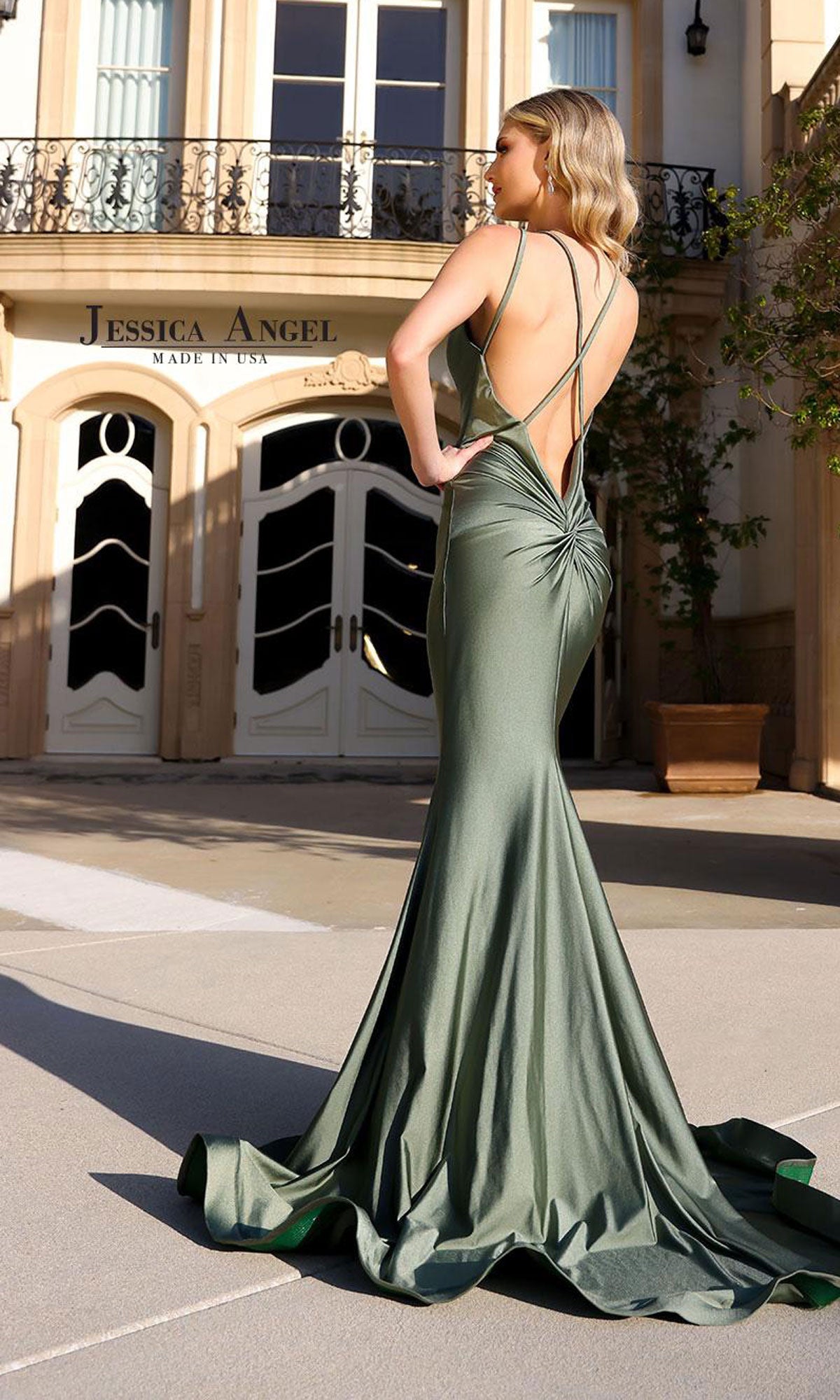 fitted sage green dress Wedtrend Women Dark Green Prom Dress A-Line One-Shoulder Long Tulle Party  Dresses – WEDTREND main image 0