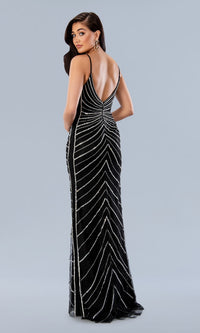 Stella Couture Long Black Beaded Prom Dress 24114