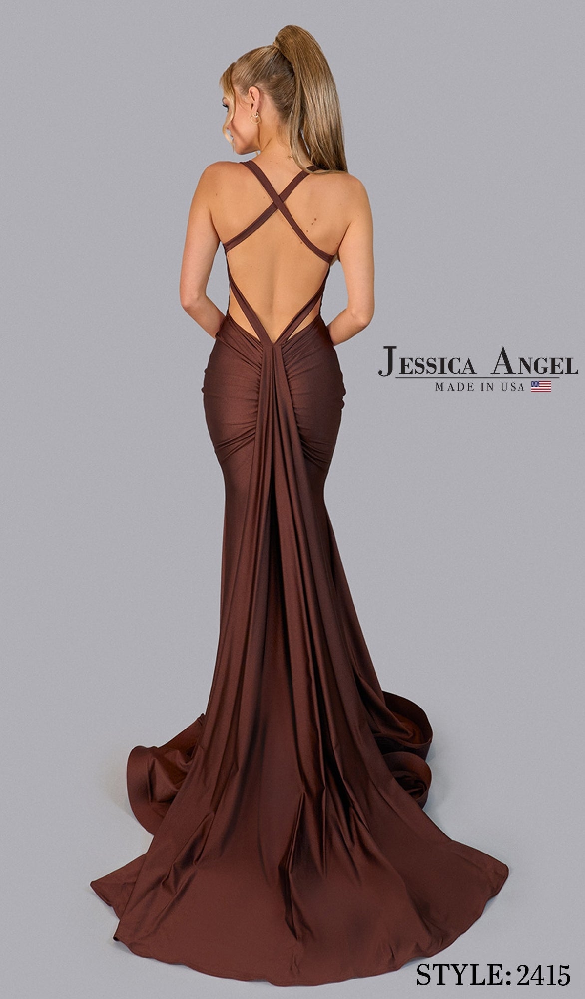 Backless Simple Sexy Tight Long Prom Dress with Train Chocolate / 2XSmall Backless Simple Sexy Tight Long Prom Dress with Train Chocolate / 2XSmall